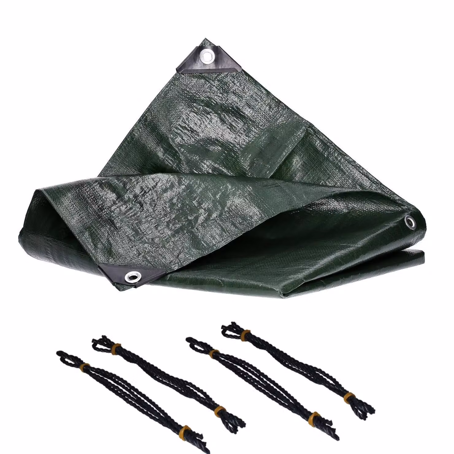 Telone di copertura, 3 x 5 metri, in tessuto da 260 g/m², verde, con corde di fissaggio incluse, rinforzi agli angoli e sui bordi