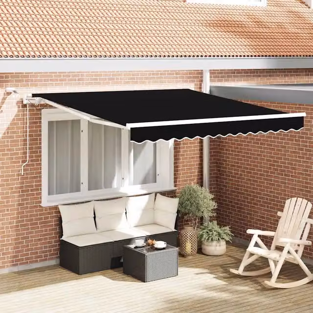 Tenda retrattile Nero 350 x 250 cm Poliestere 3330324
