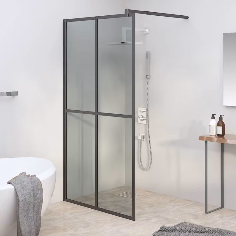 Cabina Doccia Walk-in vidaXL Rettangolare in Vetro Temperato Tintato Nero o Grigio L: 100 cm, H: 195 cm