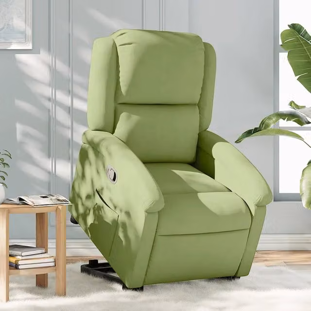 Poltrona Alzapersona Reclinabile vidaXL in Velluto Verde con Assistenza Elettrica per Senior – 1