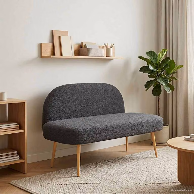 Panchina imbottita con schienale vidaXL in tessuto bouclé grigio L: 110 cm, P: 60 cm, H: 76 cm