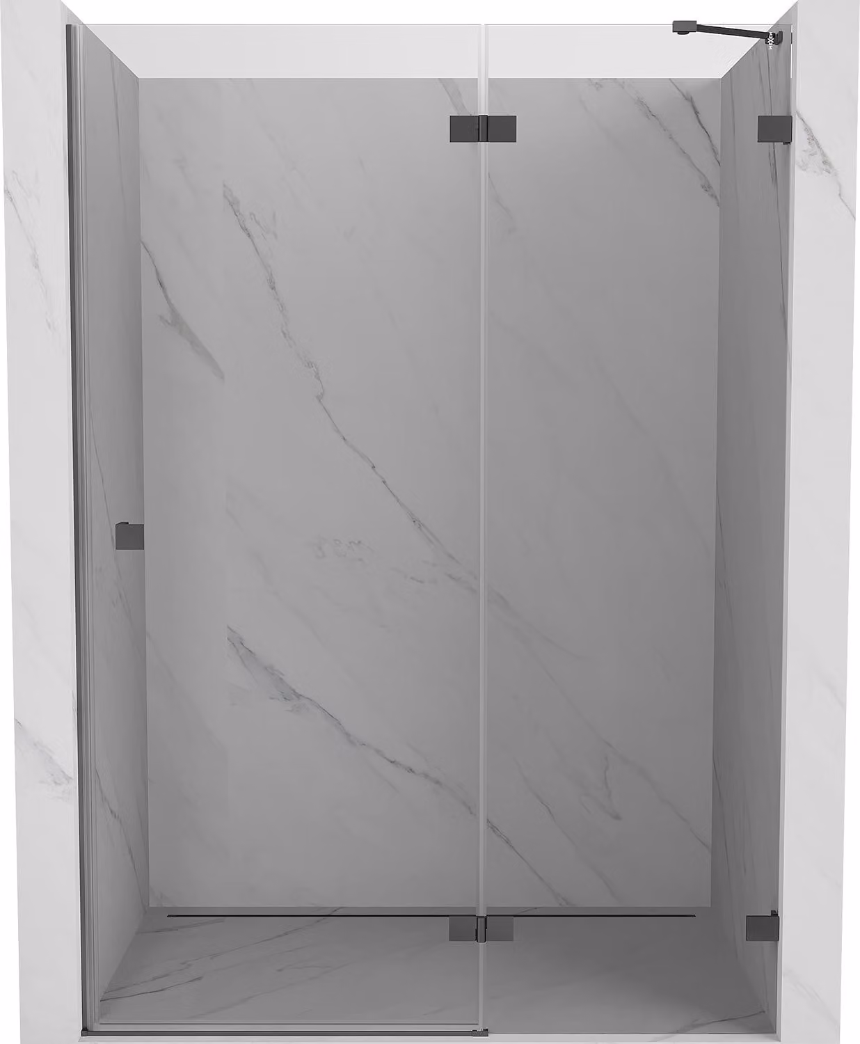 Mexen Lunar porta doccia a battente destra 140 cm, trasparente, gun metal - 834-140-000-95-00-P