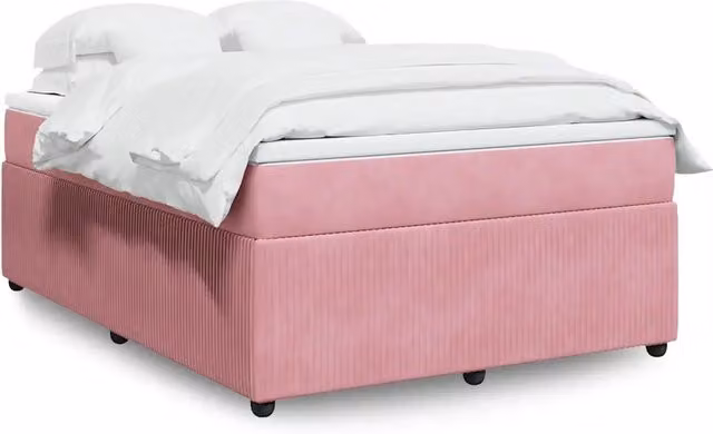 Giroletto a Molle con Materasso Rosa 140x190 cm in Velluto 3285643