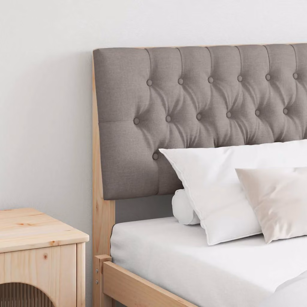 Testiera imbottita Talpa vidaXL in pino massello con tessuto, disponibile in beige, marrone o grigio, larghezza: 200 cm