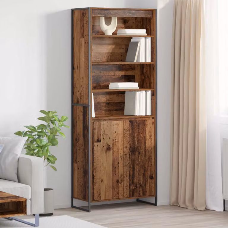 Set di 2 armadi alti vidaXL in stile industriale color marrone con ante a battente e ripiani interni, L/P/H: 79 x 36 x 200 cm