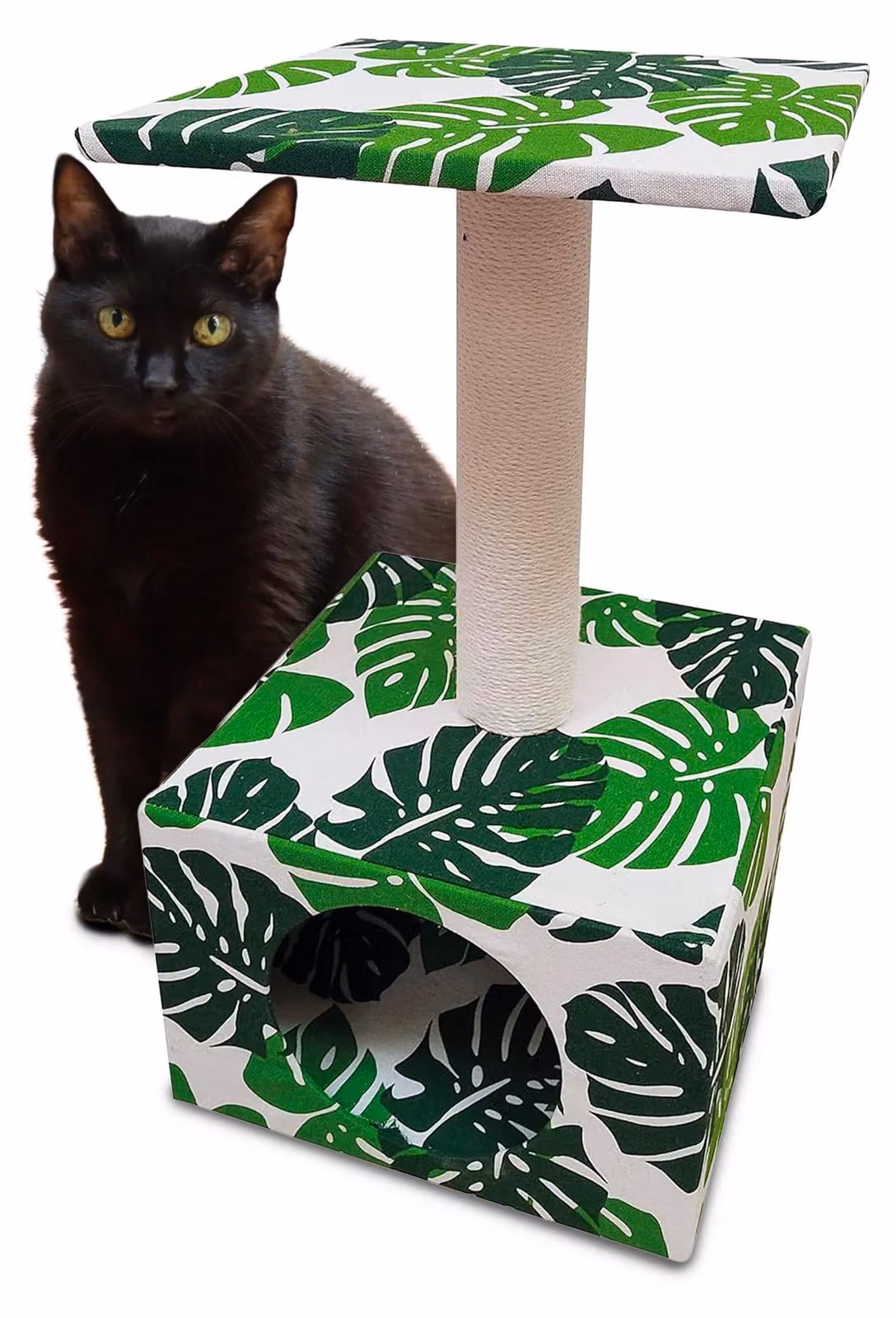 Albero per gatti Green Leaves - Tiragraffi 3-in-1 con piattaforma e casetta