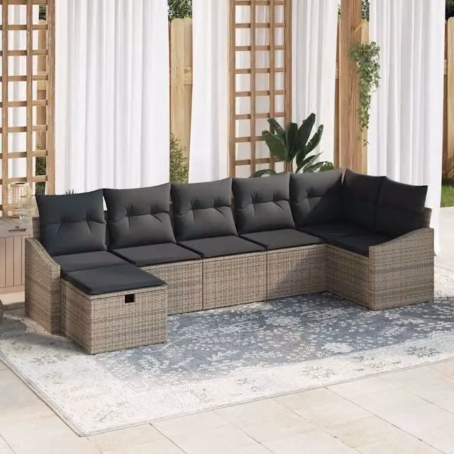 Set di divani 7 pz Grigio polyrattan 3359298