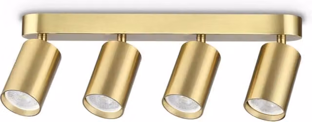 Plafoniera Dynamite Ideal Lux in metallo color ottone con 4 luci GU10 dimmerabile e orientabile