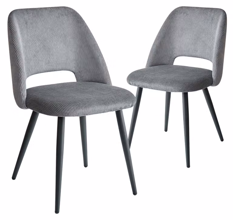 Sedie da pranzo - Set da 2 - Stile moderno e minimalista - Struttura in metallo - Da montare autonomamente - Non girevoli - Grigie