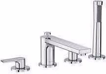 KLUDI ZENTA SL Mitigeur monocommandé pour bain et douche, montage bord de carrelage à quatre trous, saillie 220mm, chrome, 484240565, 484240565