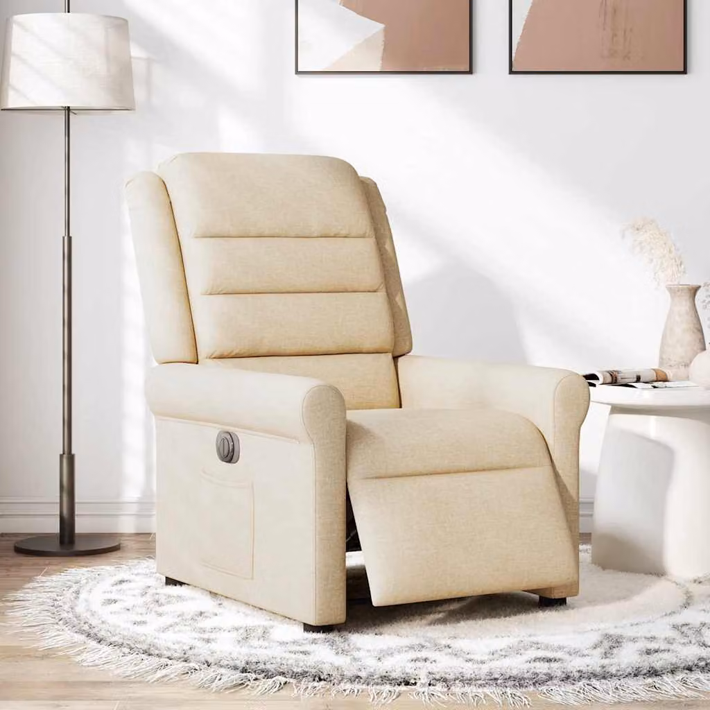 vidaXL Poltrona Elettrica Reclinabile Crema in Tessuto