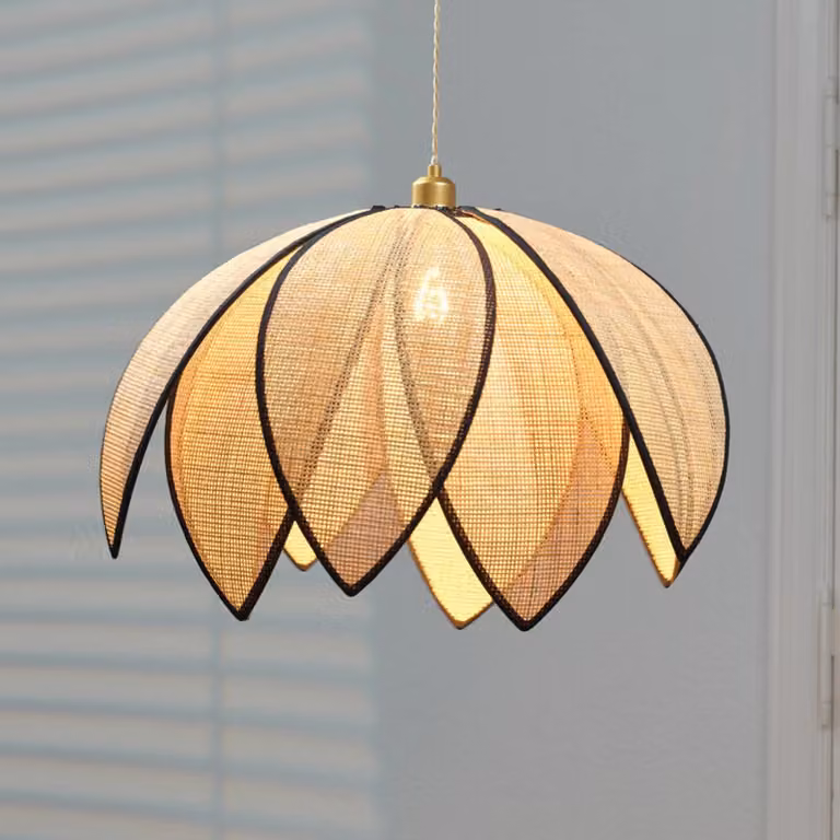 OSRAM Lampada a sospensione Decor Rattan Lotus, dimmerabile, Crema / Ambra, Soggiorno / Sala da pranzo, Legno, Mediterraneo, Lampada a sospensione