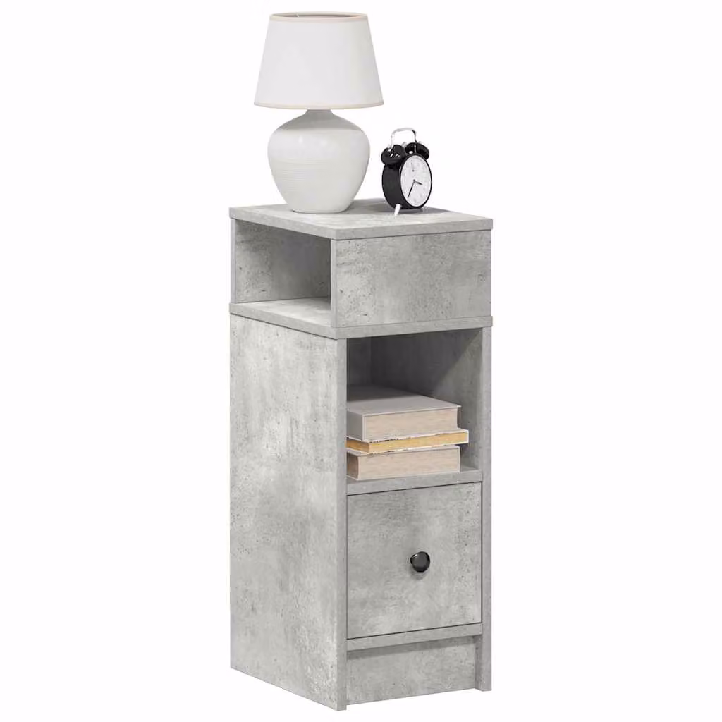 Set di 2 comodini vidaXL con cassetto in stile moderno, colore grigio cemento, L/P/H: 25 x 31 x 66 cm