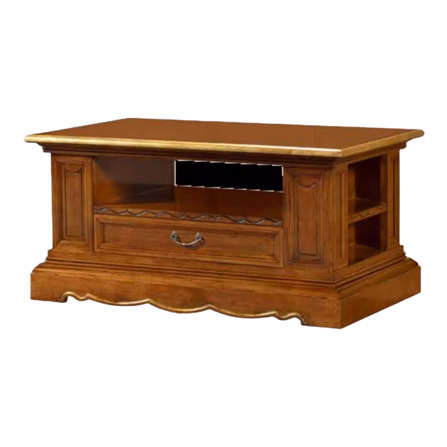 Tavolino rettangolare in legno con foglia oro e marrone Mobili 2G L: 125 cm, P: 75 cm, H: 60 cm – 1