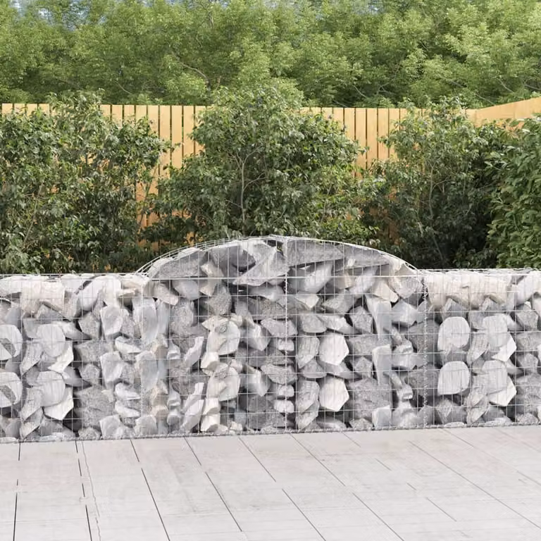 Set di 7 Cesti Gabbioni ad Arco vidaXL in Acciaio Zincato Grigio L: 300 cm, P: 50 cm, H: 80/100 cm