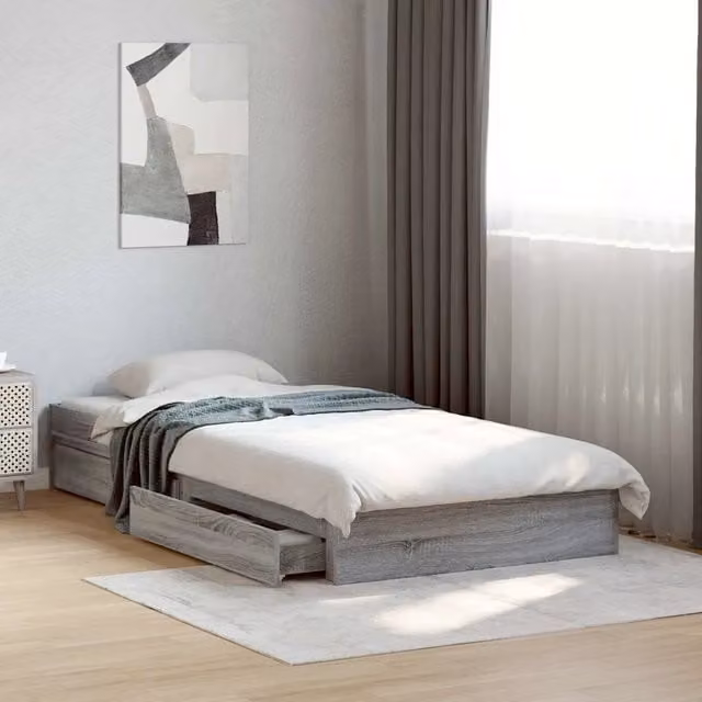 Giroletto Cassetti Grigio Sonoma 90x190 cm Legno Multistrato 3280711