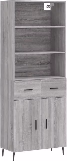 Credenza | Madia | Buffet da pranzo | Armadio da pranzo Grigio Sonoma 69,5x34x180 cm in Legno Multistrato