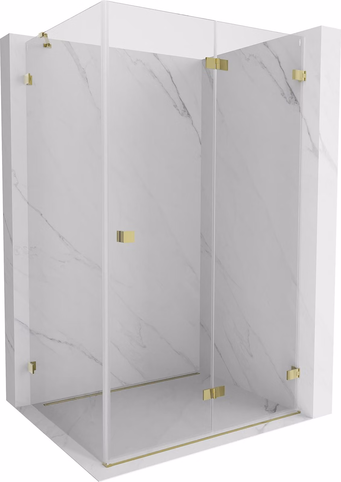 Mexen Lunar-F cabina doccia pieghevole destra 100 x 80 cm, trasparente, oro - 836-100-080-50-00-P