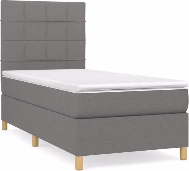 Letto singolo | Letto per adulti | Giroletto a Molle con Materasso Grigio Scuro 80x200 cm Tessuto