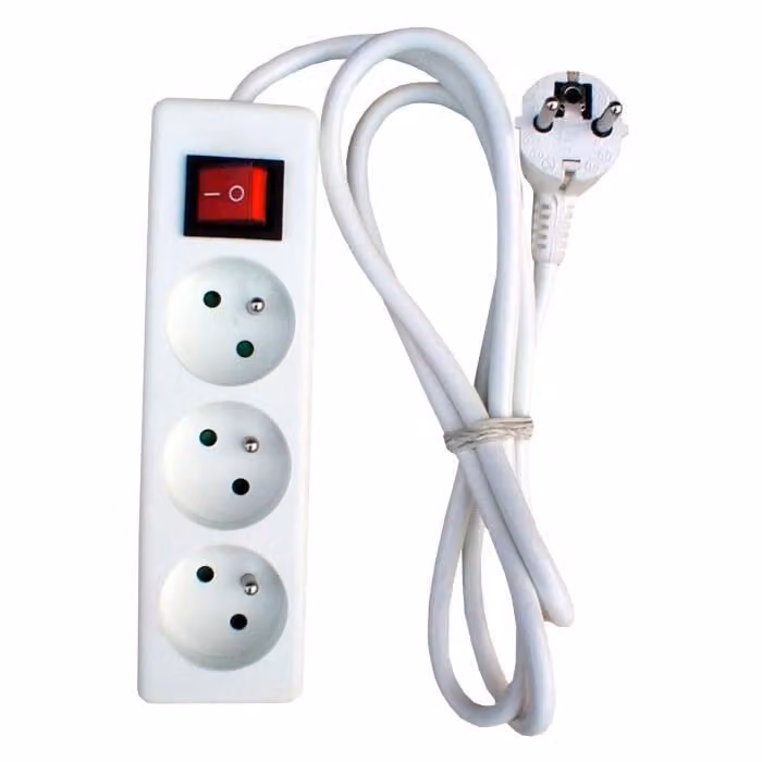 Multipresa Hbf a 3 prese con interruttore luminoso e cavo da 1 m - Hbf