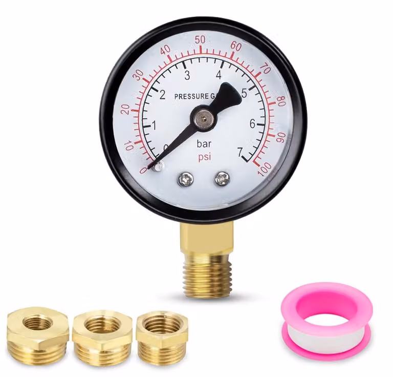 Manometro a bronzo, diametro 40 mm, attacco BSP 1/8", scala da 0 a 7 bar (0~100 psi)