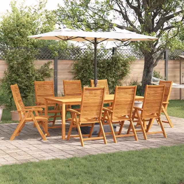 Set da pranzo per giardino e terrazzo vidaXL in legno di acacia marrone, 9 pezzi – 1