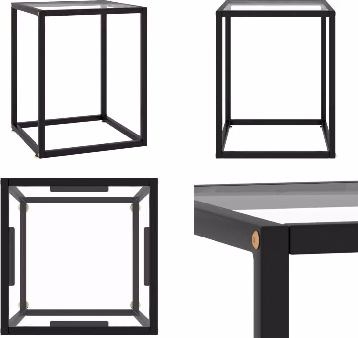 vidaXL Tavolino nero con vetro temperato 40x40x50 cm - Tavolino - Tavolini - Tavolino - Tavoli laterali