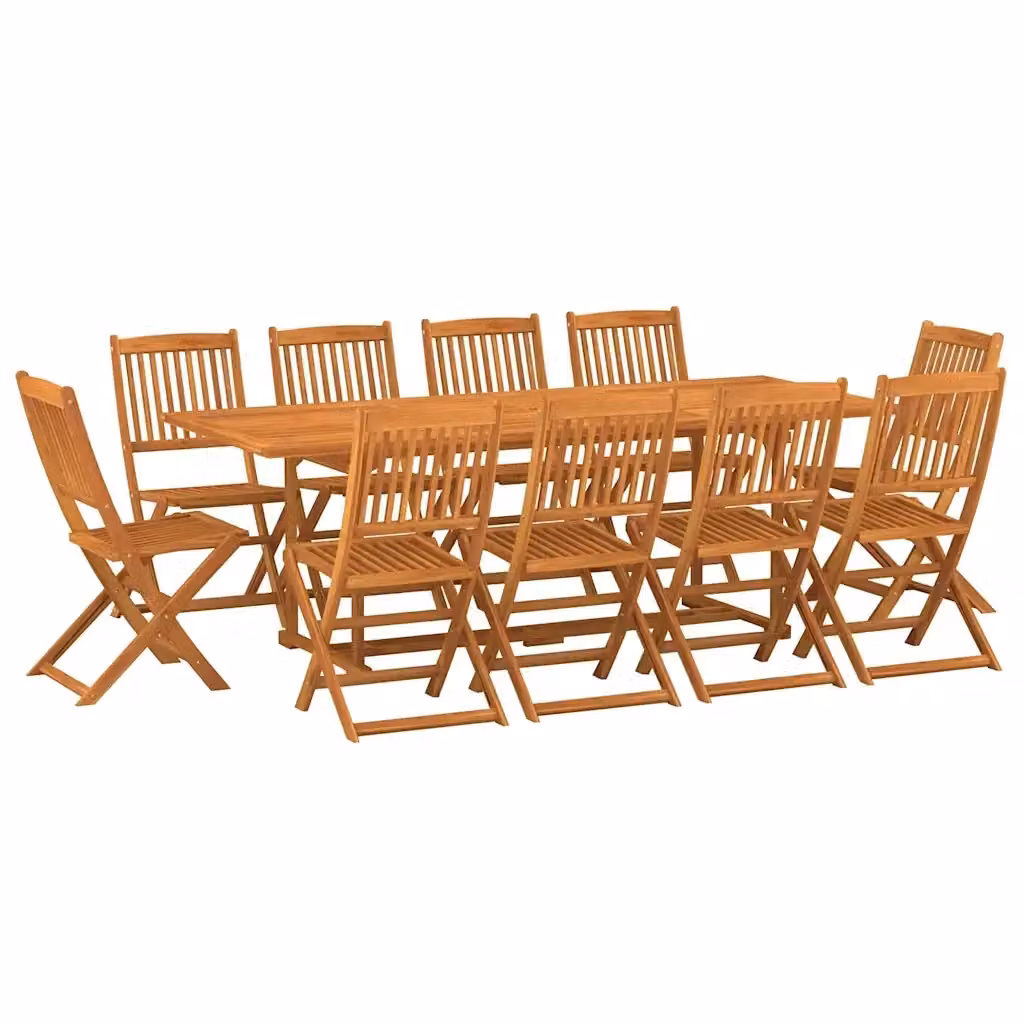 Set da pranzo da giardino vidaXL in legno di acacia massello marrone, 11 pezzi, L: 220 cm, P: 90 cm, H: 75 cm – 2