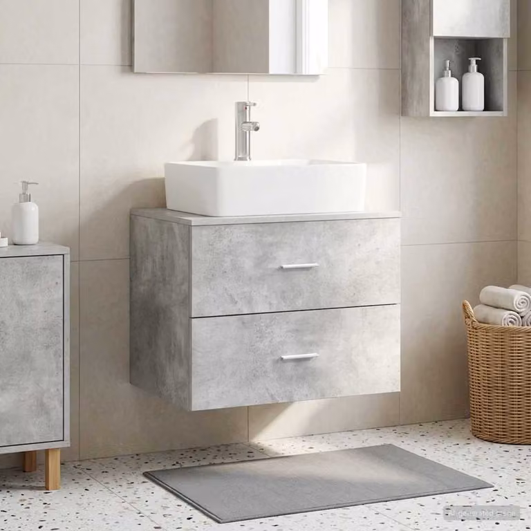 Mobile da bagno sospeso vidaXL in stile minimalista, Grigio, L: 62,5 cm, P: 44,5 cm, H: 50 cm