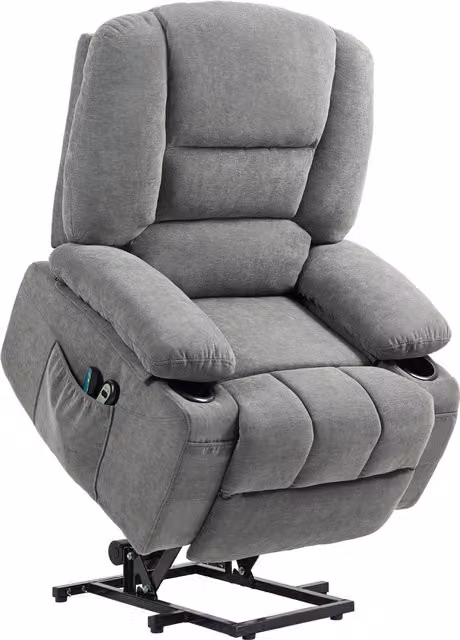 Poltrona relax elettrica HOMCOM con funzione massaggio e calore, inclinazione regolabile e poggia piedi, colore grigio – 1