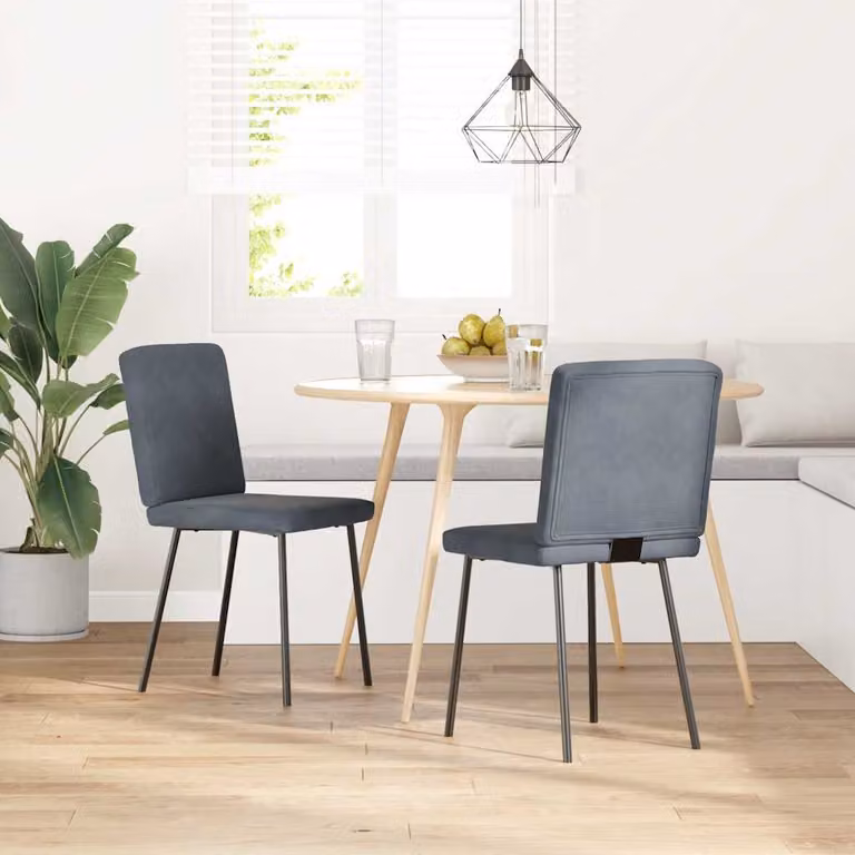 Set di 2 sedie da pranzo moderne vidaXL in velluto grigio con struttura in metallo e legno