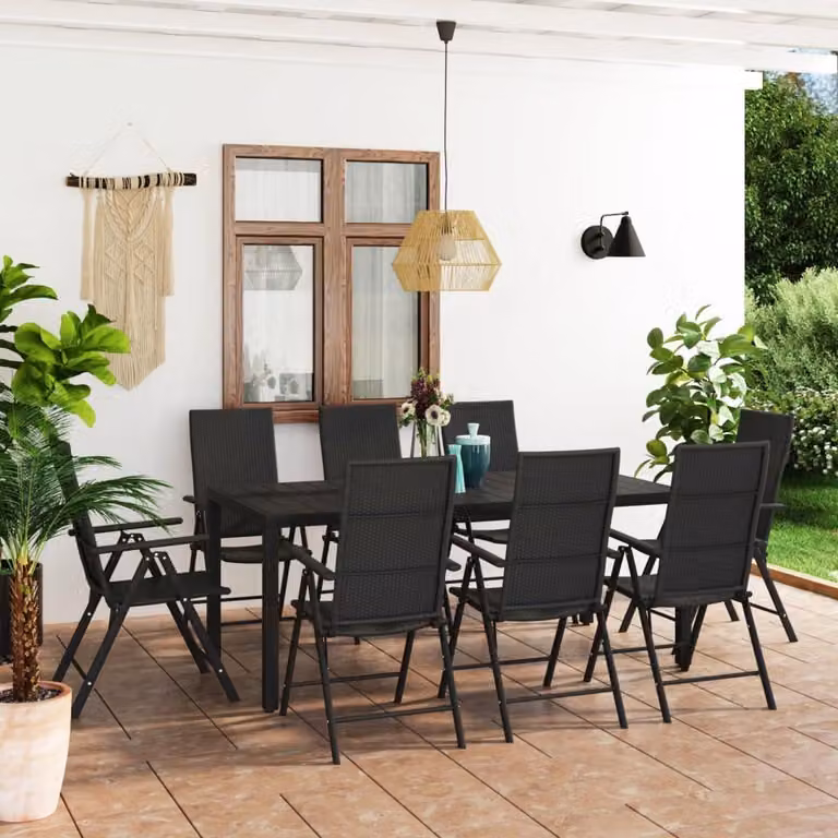 Maison Exclusive - Set da pranzo da giardino 9 pezzi nero