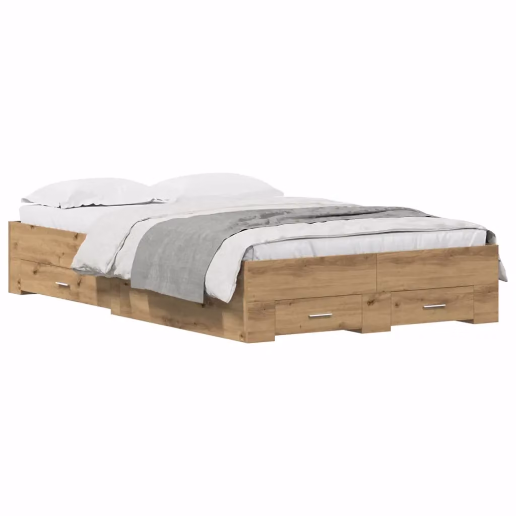Letto con cassetti vidaXL in legno color rovere e marrone, L/P/H: 200 x 120 x 220 cm – 2
