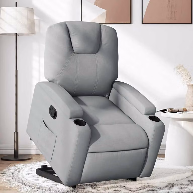 vidaXL Poltrona Alzapersona Reclinabile Grigio con Assistenza Elettrica in Tessuto