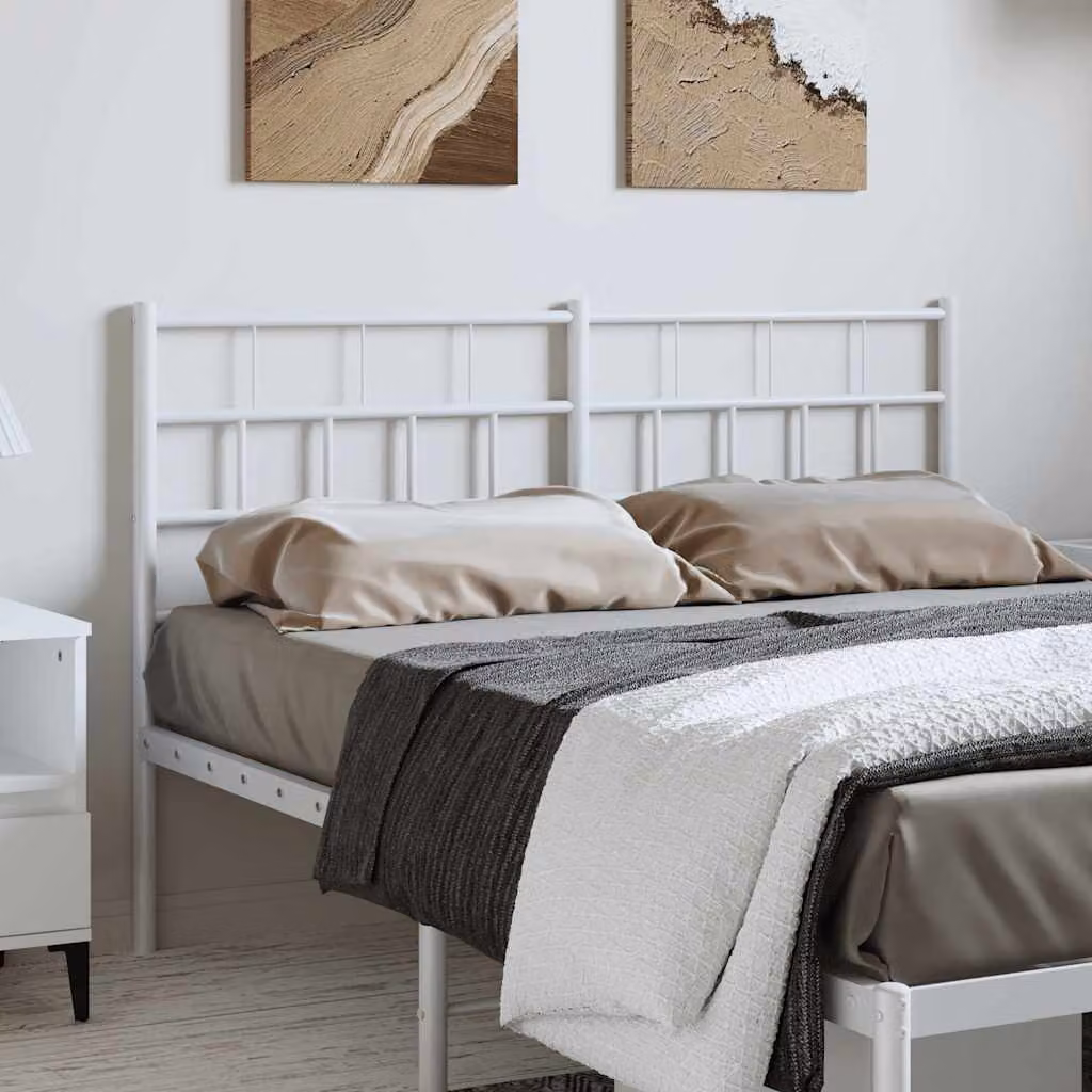 Testiera di ricambio in metallo vidaXL in stile classico, colore bianco laccato, L: 142 cm