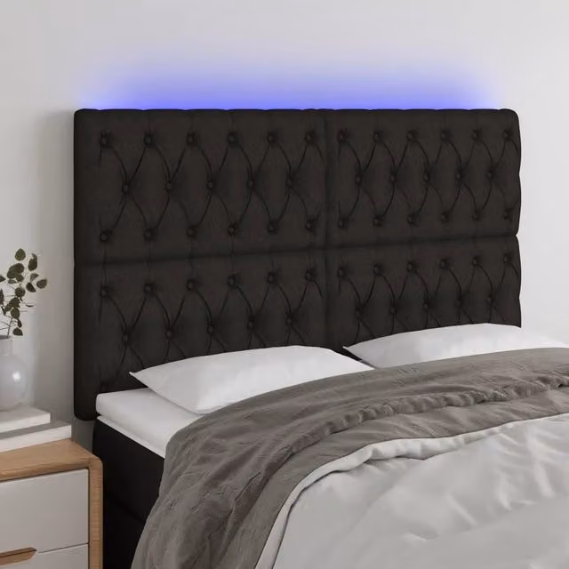 Testiera con LED Design Mania in tessuto nero con porta USB, L: 160 cm, P: 7 cm, H: 118-128 cm – 1