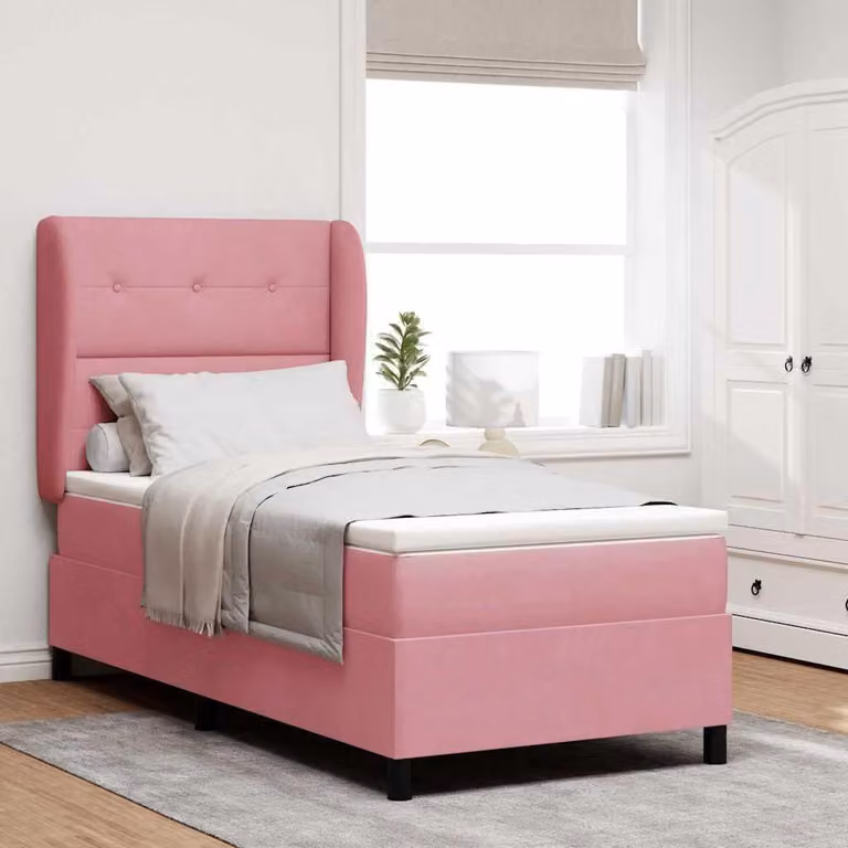Maison Exclusive - Letto boxspring con testiera Rosa 190 x 90 cm in velluto