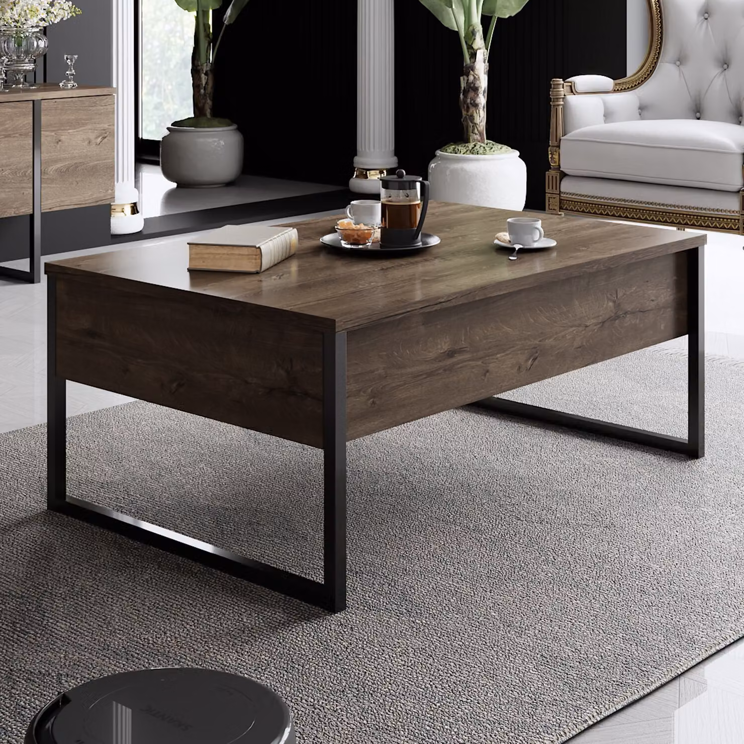 Skye Decor, Luxe - Noce, Nero, Tavolini da caffè, Noce, 90 x 40 x 60 cm