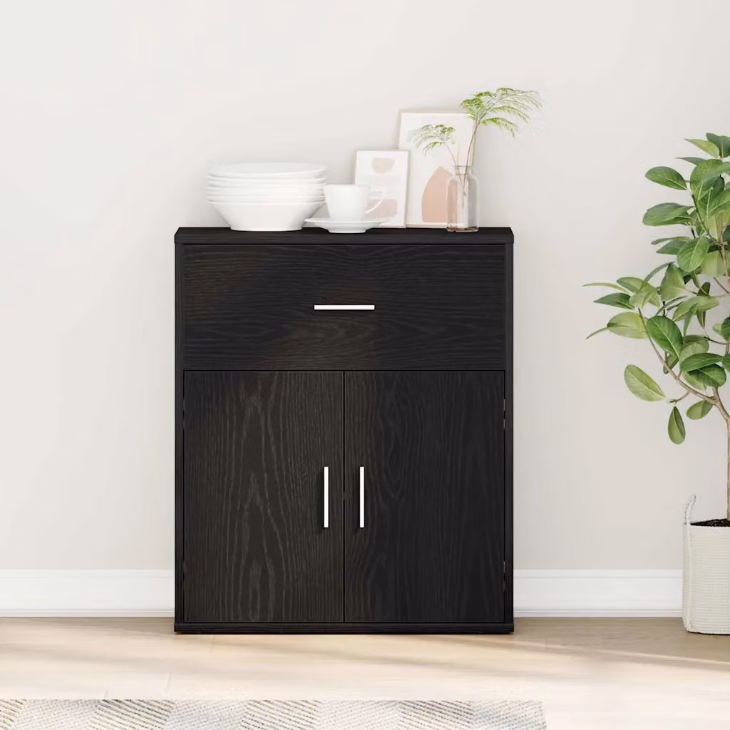 Credenza moderna vidaXL in legno ingegnerizzato MDF, colore nero, L 60 x P 31 x H 70 cm