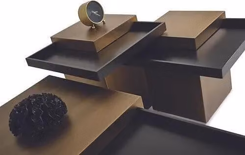 Modernes Couchtisch-Set Wohnzimmer Luxus Möbel 3x Holz Beistelltische