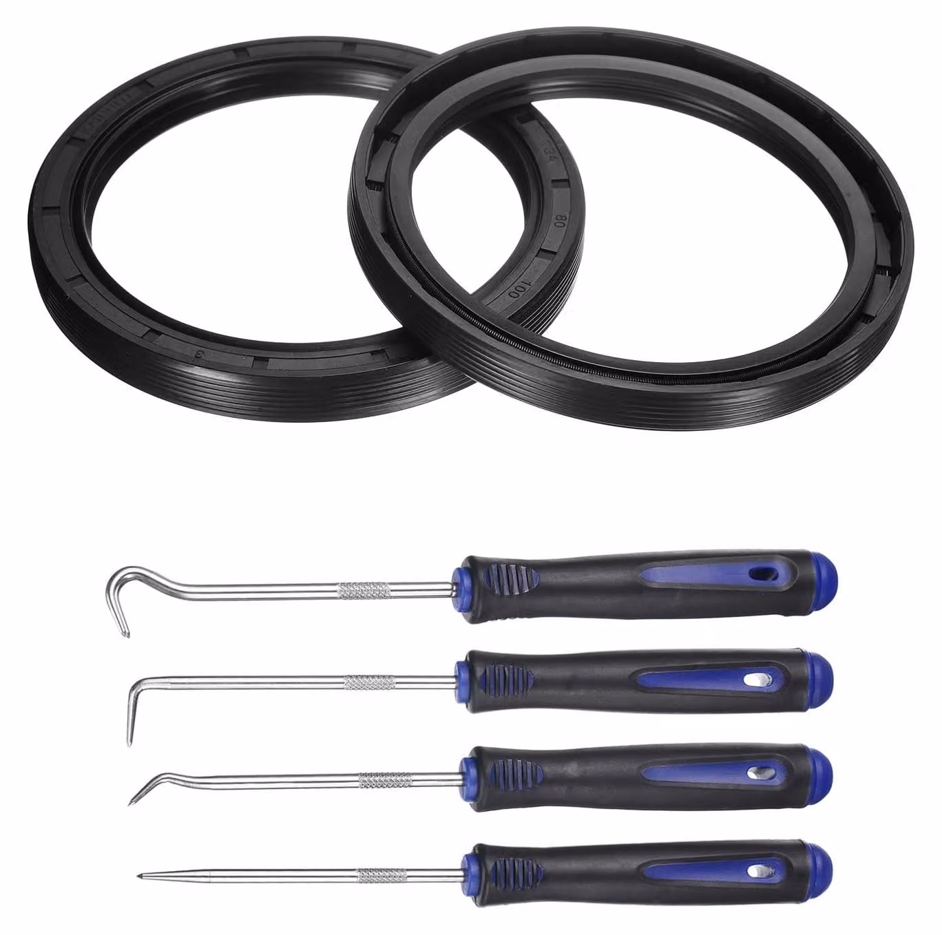 2 guarnizioni 80x100x10 mm, tipo TC, in nitrile, a doppia labbro e con attacco a uncino