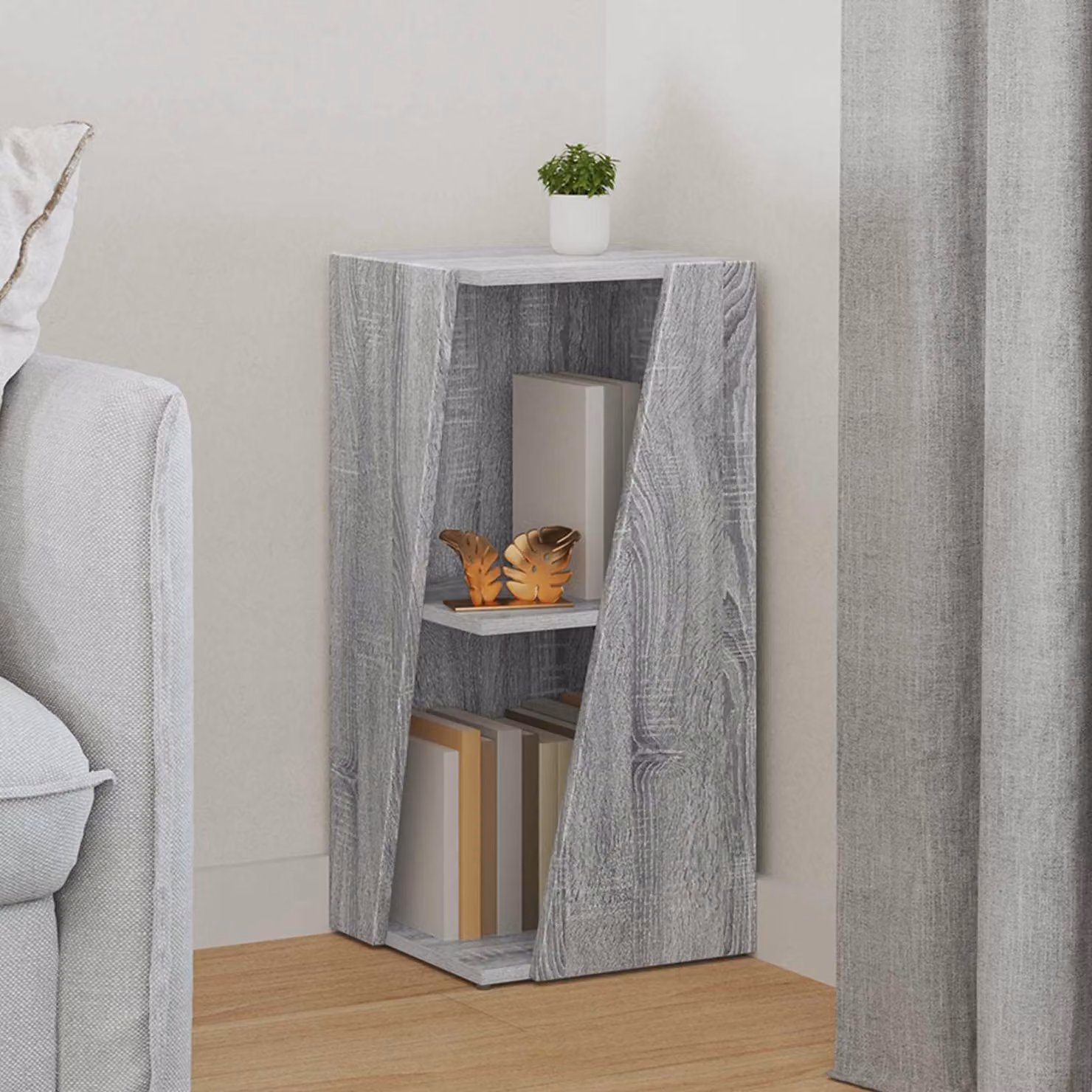 Mensola laterale moderna vidaXL in legno ingegnerizzato grigio, L 33 cm x P 32 cm x H 70,5 cm