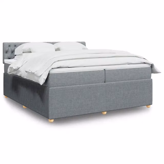 Letto Ibrido vidaXL con Materasso a Molle Insacchettate e Illuminazione Sotto il Letto, Grigio e Bianco, L 200 x P 200 cm – 1