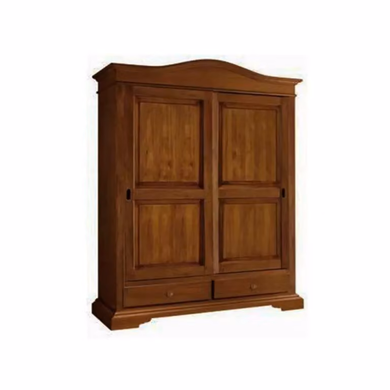 Armadio Arte Povera Mobili 2G con 2 ante scorrevoli in legno color noce L: 180 cm, P: 67 cm, H: 225 cm