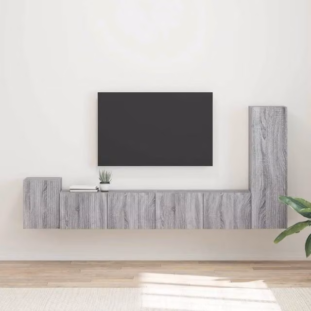 Set mobile TV 3 pz-Credenza per TV Grigio Sonoma Legno multistrato 893931