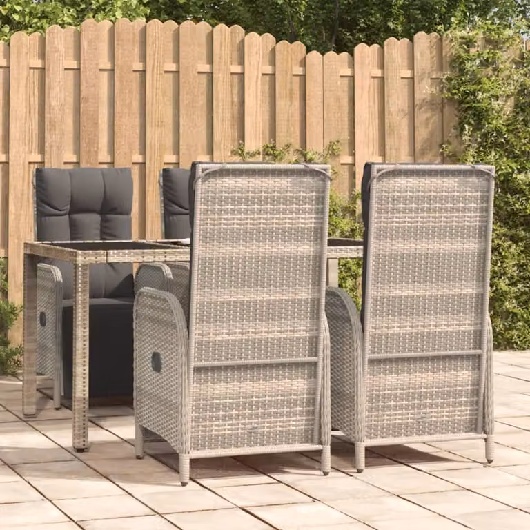 vidaXL Set da Pranzo da Giardino 5 pz in Polyrattan e Vetro Grigio