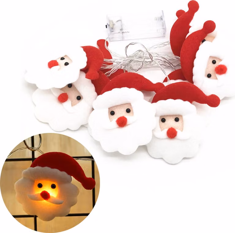 1.5M bianco caldo decorazione di Natale breve peluche LED luci fiabesche, a batteria luci fiabesche indoor decorazione di Natale luci di Natale per la festa dell'albero di Natale, Babbo Natale