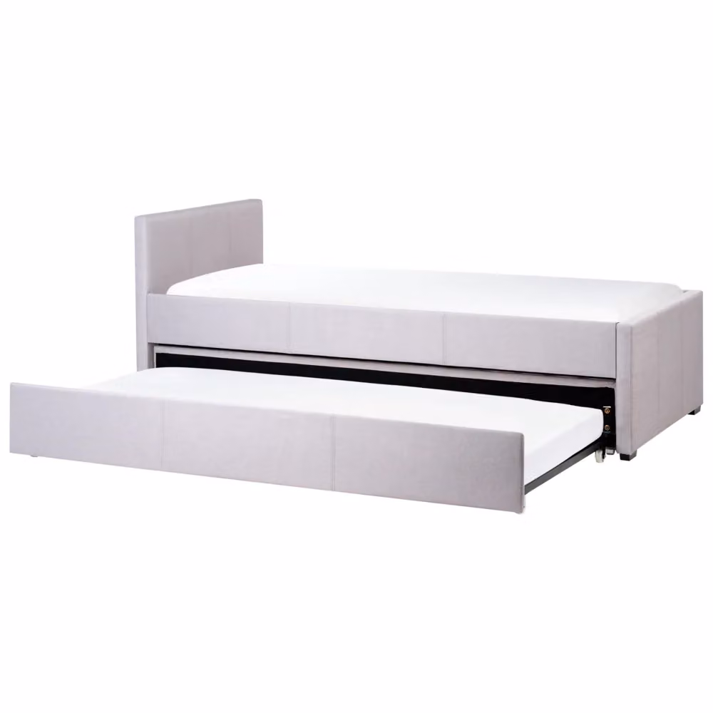 Divano Letto Beliani Singolo con Sottoletto Contenitore in Tessuto Grigio L/P/H: 214 x 90 x 130 cm – 2