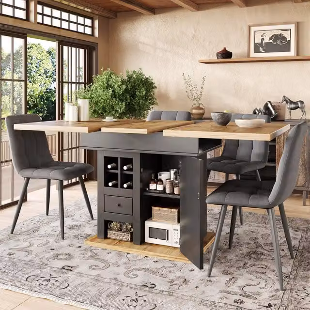 Tavolo da Pranzo Allungabile con Cassetti e Portabottiglie ¨C MINIMAL ¨C 110-140x80 cm, 4-6 Persone