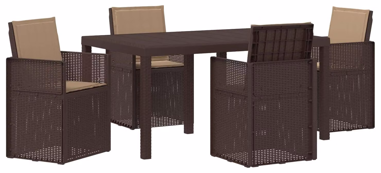 Set da Pranzo per Giardino 5 pcs Marrone e Tortora PP